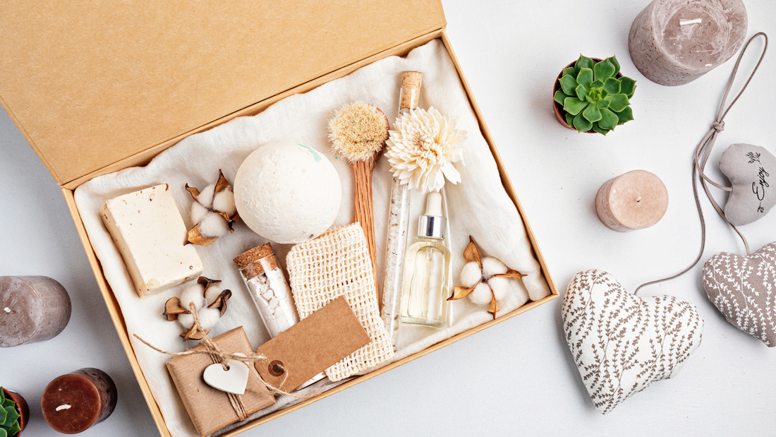 Image of a self-care box from Jewmei Jewelry shop based in Canada, the perfect gift for her