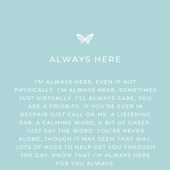 Always Here Keepsake message card from Jewmei