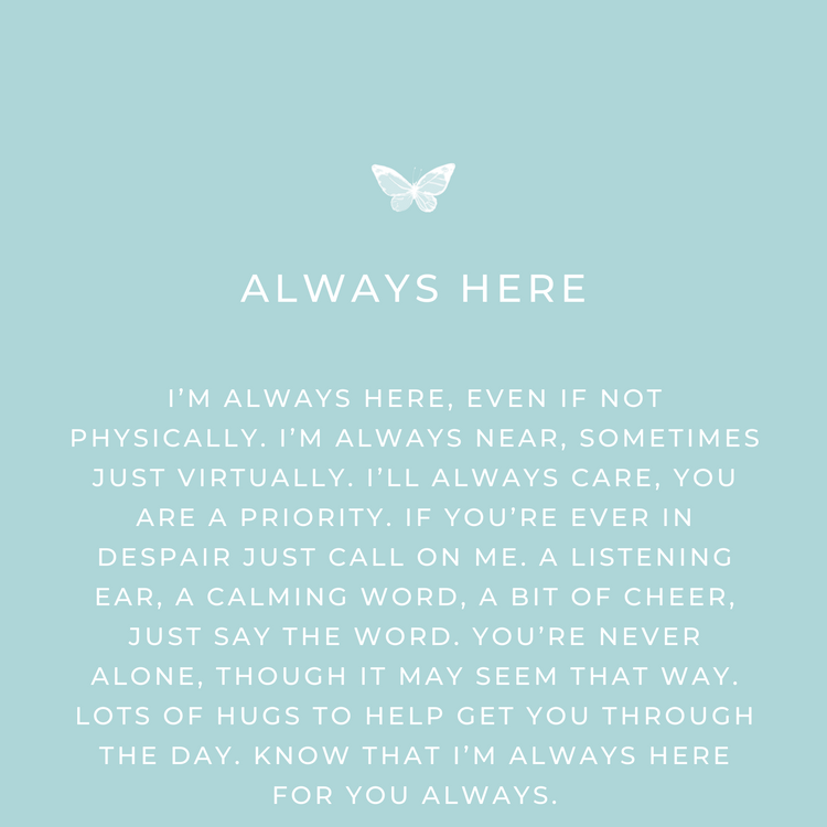 Always Here Keepsake message card from Jewmei