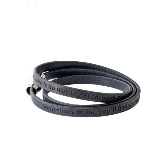 Anchored Unisex Black Vegan Leather Bracelet with Magnetic Clasp Christian Jewelry - Jewmei