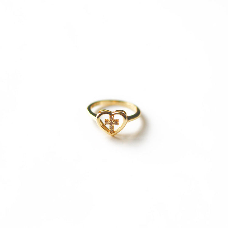 Jewmei God is within her cute Cross Ring
