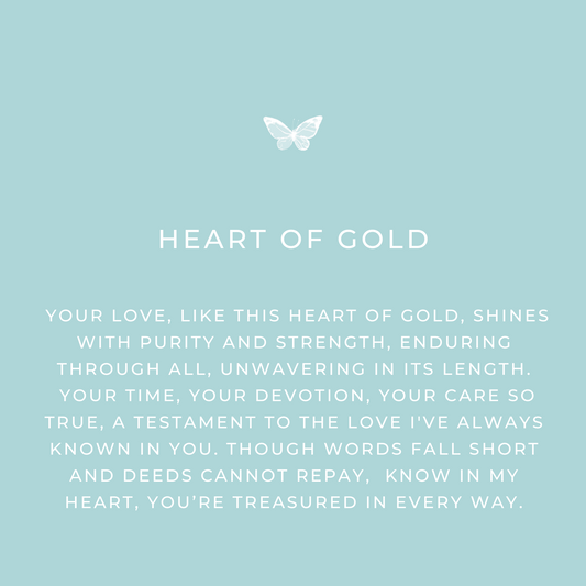 Keepsake message card from Jewmei - Heart of Gold for mother's day jewelry