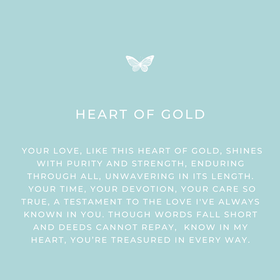 Keepsake message card from Jewmei - Heart of Gold for mother's day jewelry