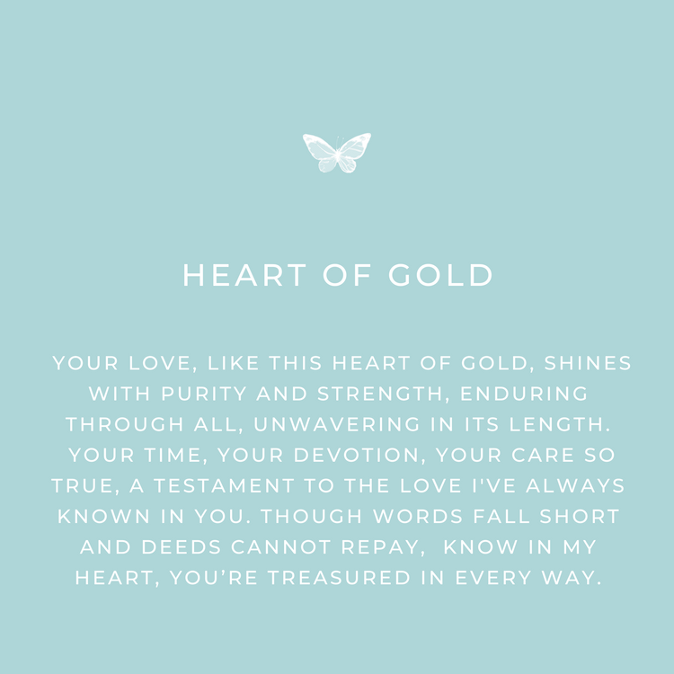 Keepsake message card from Jewmei - Heart of Gold for mother's day jewelry