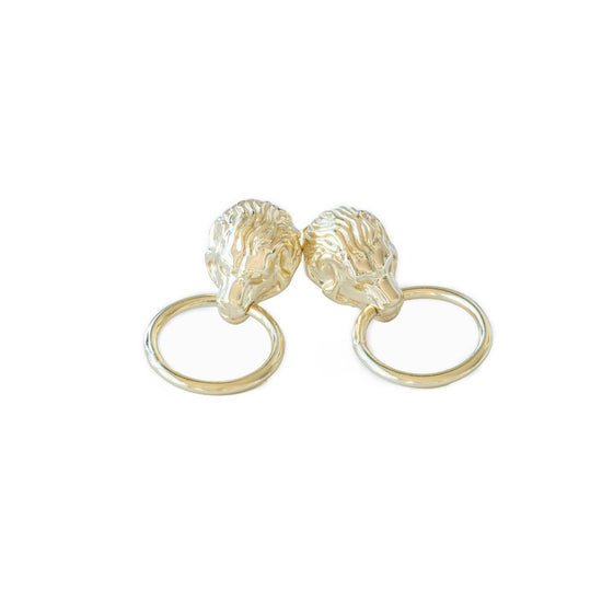 Gold Lion Earrings from Jewmei