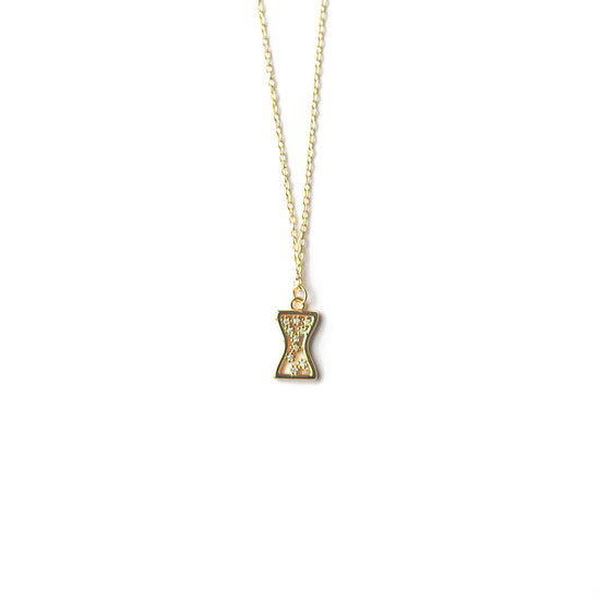 14K Gold Sterling Silver Hour Glass necklace with zircon stones