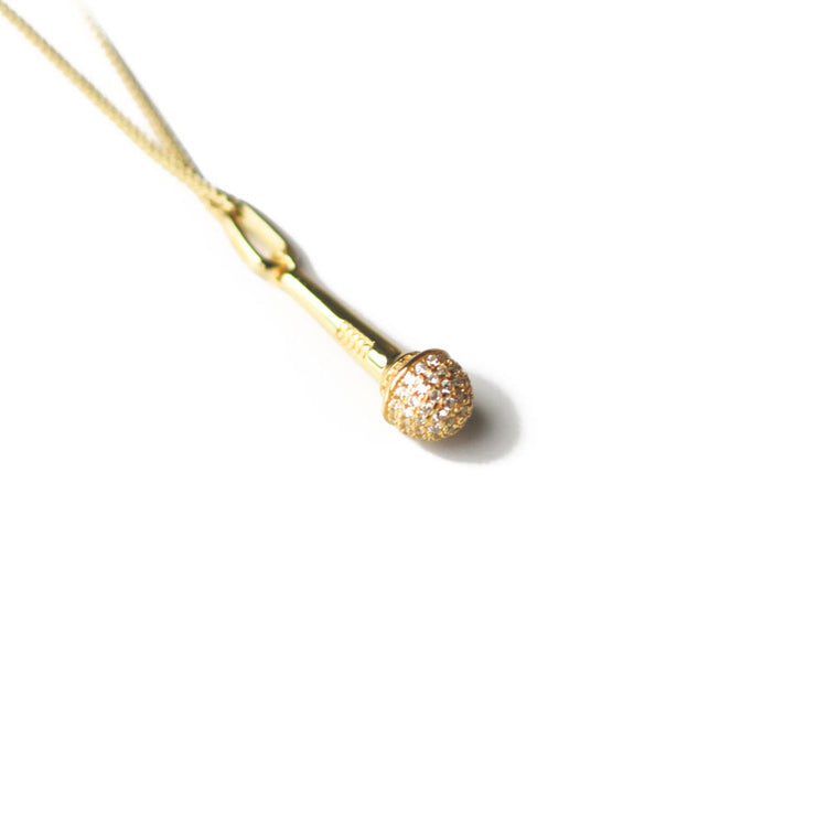 Jewmei Speak Up 14k gold over 925 sterling silver Microphone Necklace Female Empowerment gift.