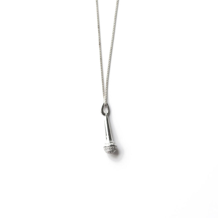 Microphone necklace silver meaningful jewelry