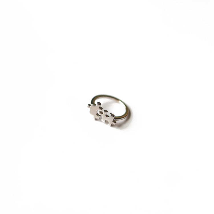 We Fit together 925 Sterling Silver Puzzle Friendship Ring.