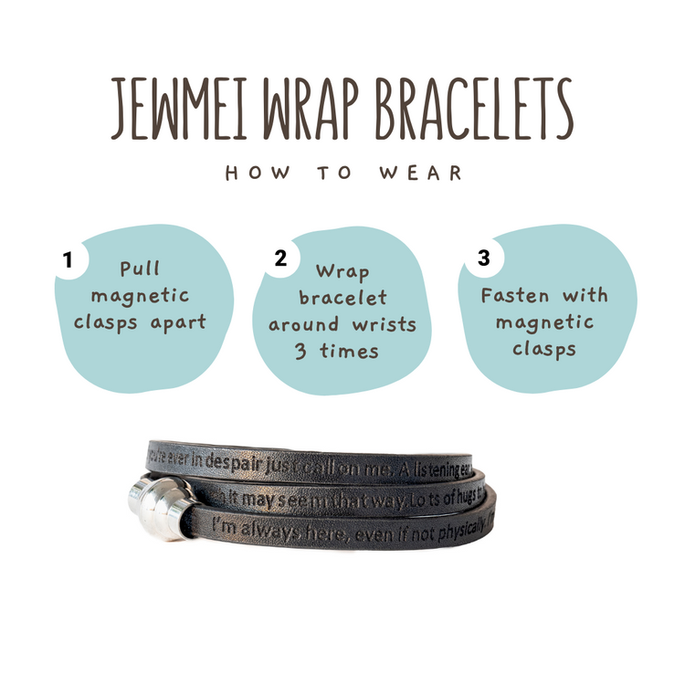 Anchored Unisex Black Vegan Leather Bracelet with Magnetic Clasp Christian Jewelry - Jewmei