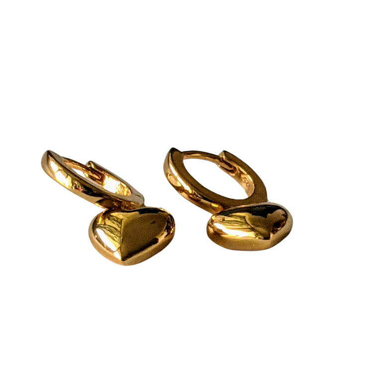 Heart of Gold 18K Gold Plated Sterling Silver Heart Hoop Earrings for Women - Jewmei