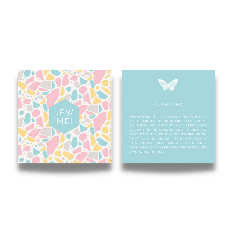 'anchored' image of the custom message on keepsake cards for inspirational jewelry products from Jewmei