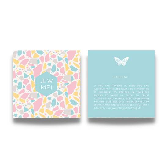 believe silver ring custom message on keepsake cards for inspirational jewelry products from Jewmei