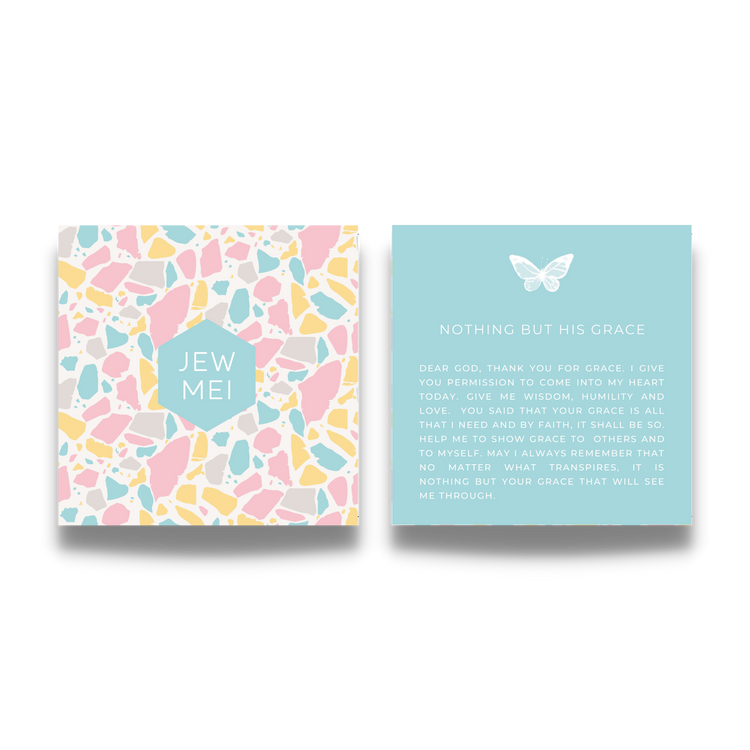 'nothing but this grace' custom message on keepsake cards for inspirational jewelry products from Jewmei