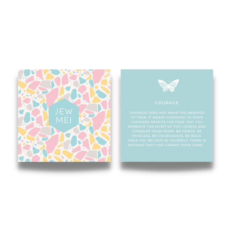 'courage' custom message cards for inspirational jewelry products from Jewmei