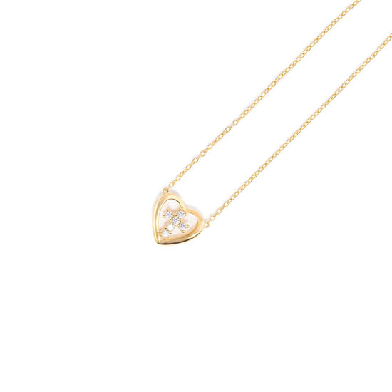 18K Gold Cross inside a heart religious necklace for women