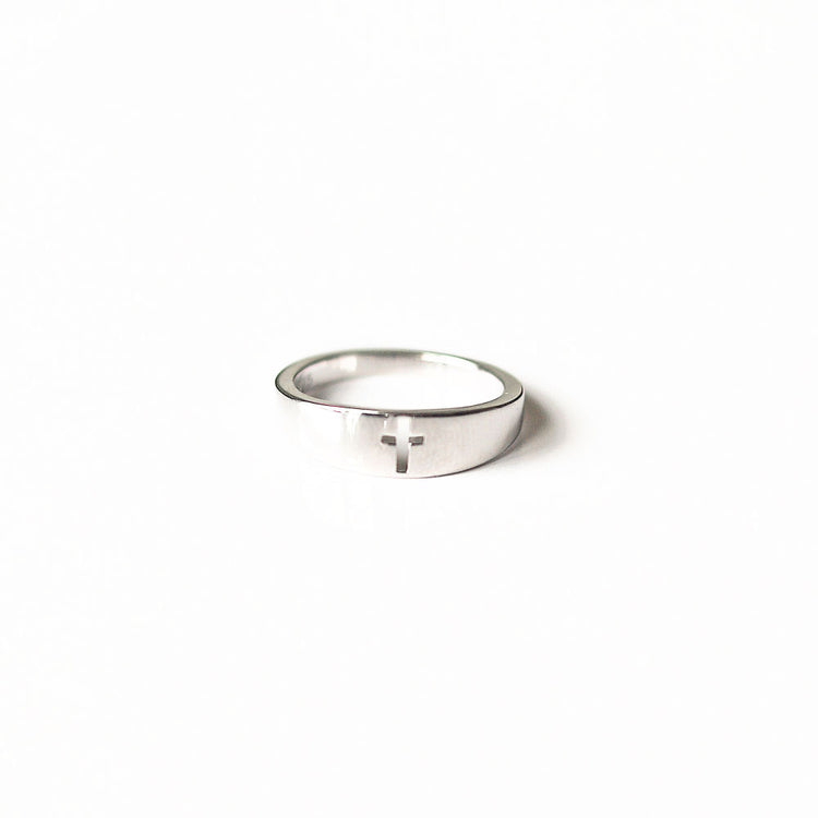 Jewmei sterling silver Christian ring for women with cross