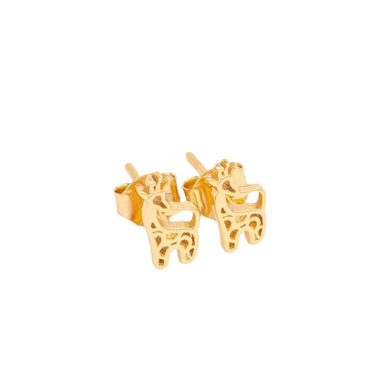 Pair of 18K gold stud Giraffe Earrings from Jewmei