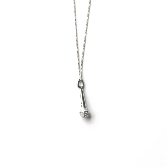 Microphone necklace silver