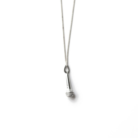 925 Sterling Silver 'Speak Up' Microphone Necklace (silver) – Jewmei