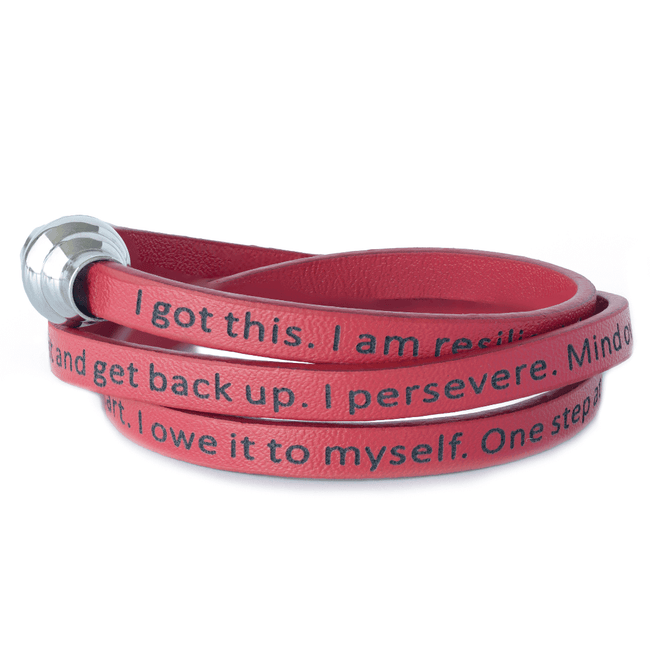 Red Resilient Vegan Leather Wrap Bracelet from Jewmei