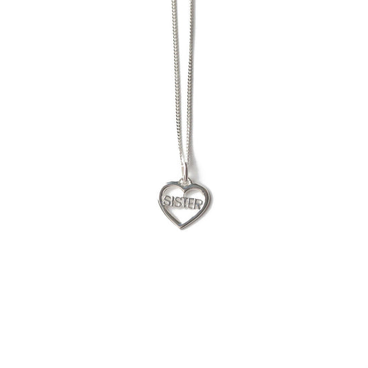 Sister heart sterling silver necklace