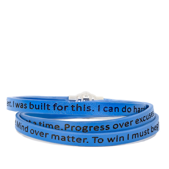 Resilient positive affirmation bracelet in sapphire blue – meaningful jewelry for peace and confidence