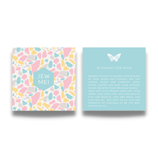 'blessing for mom' custom message on keepsake cards for inspirational jewelry products from Jewmei
